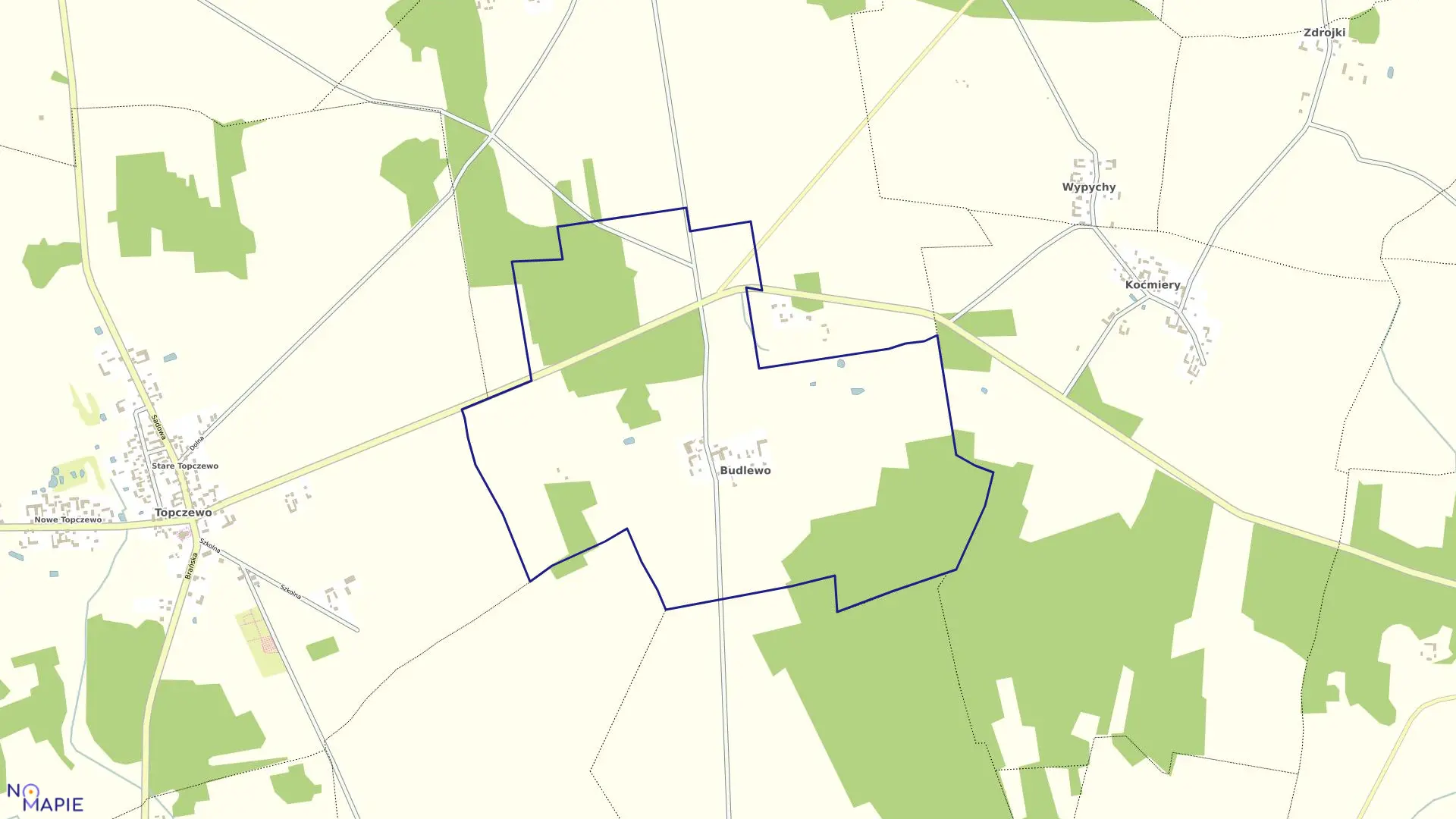 Mapa obrębu BUDLEWO w gminie Wyszki