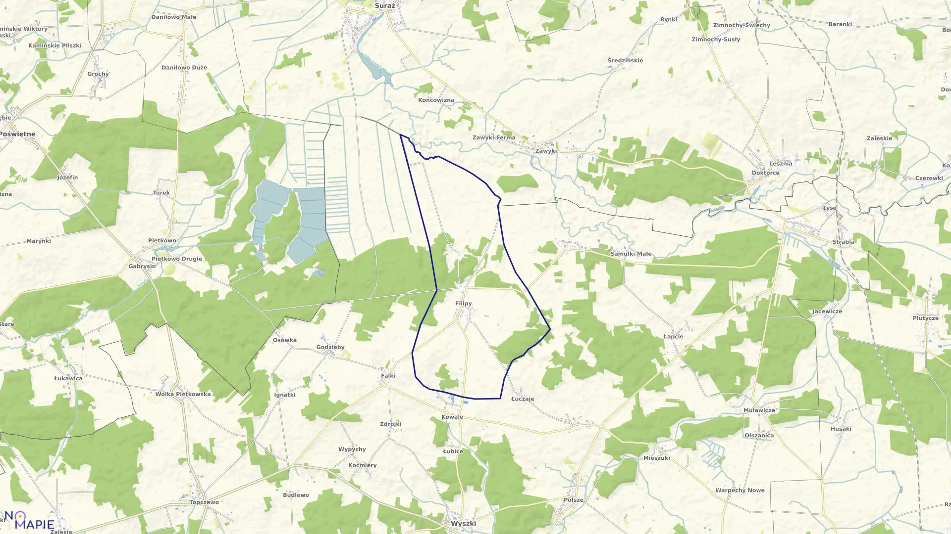 Mapa obrębu FILIPY w gminie Wyszki