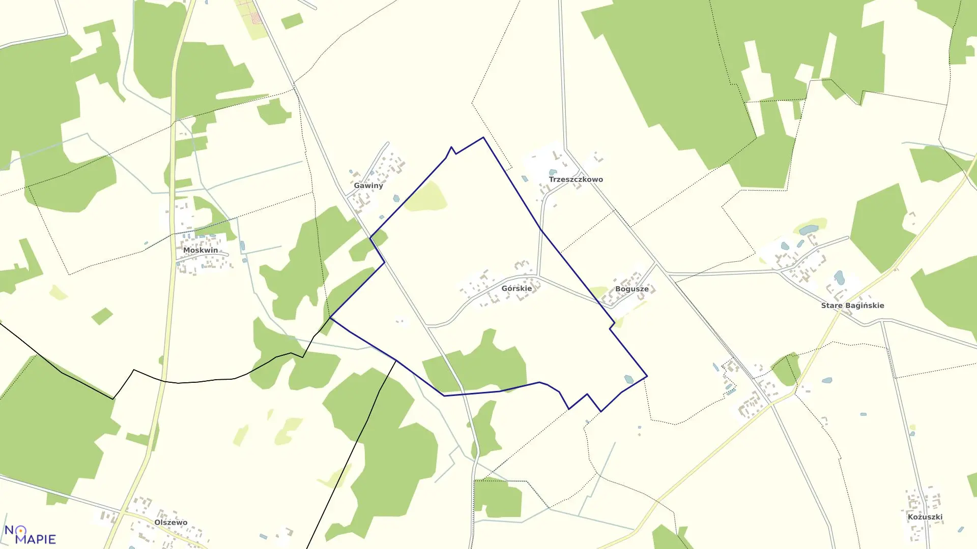 Mapa obrębu GÓRSKIE w gminie Wyszki