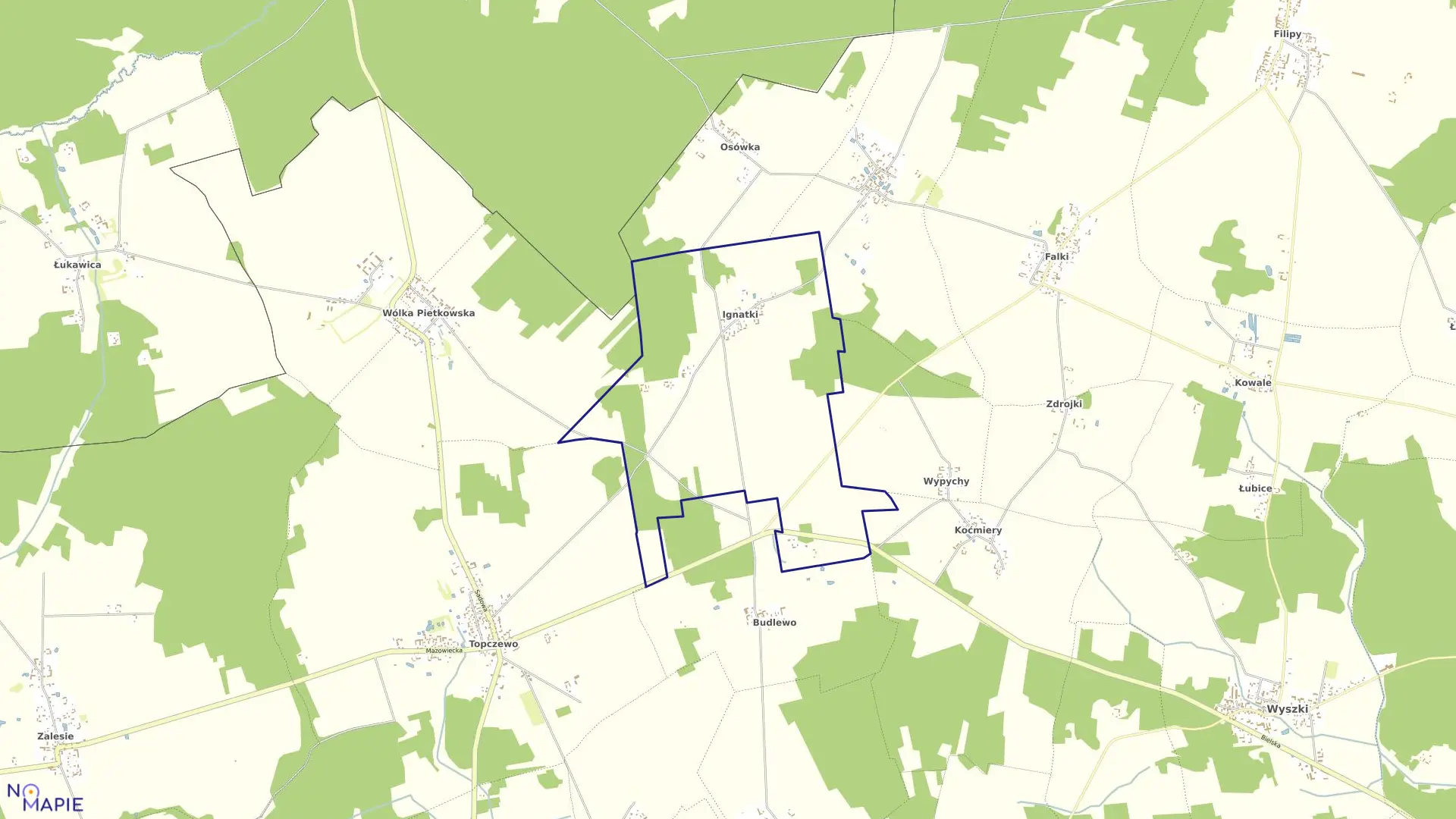Mapa obrębu IGNATKI w gminie Wyszki