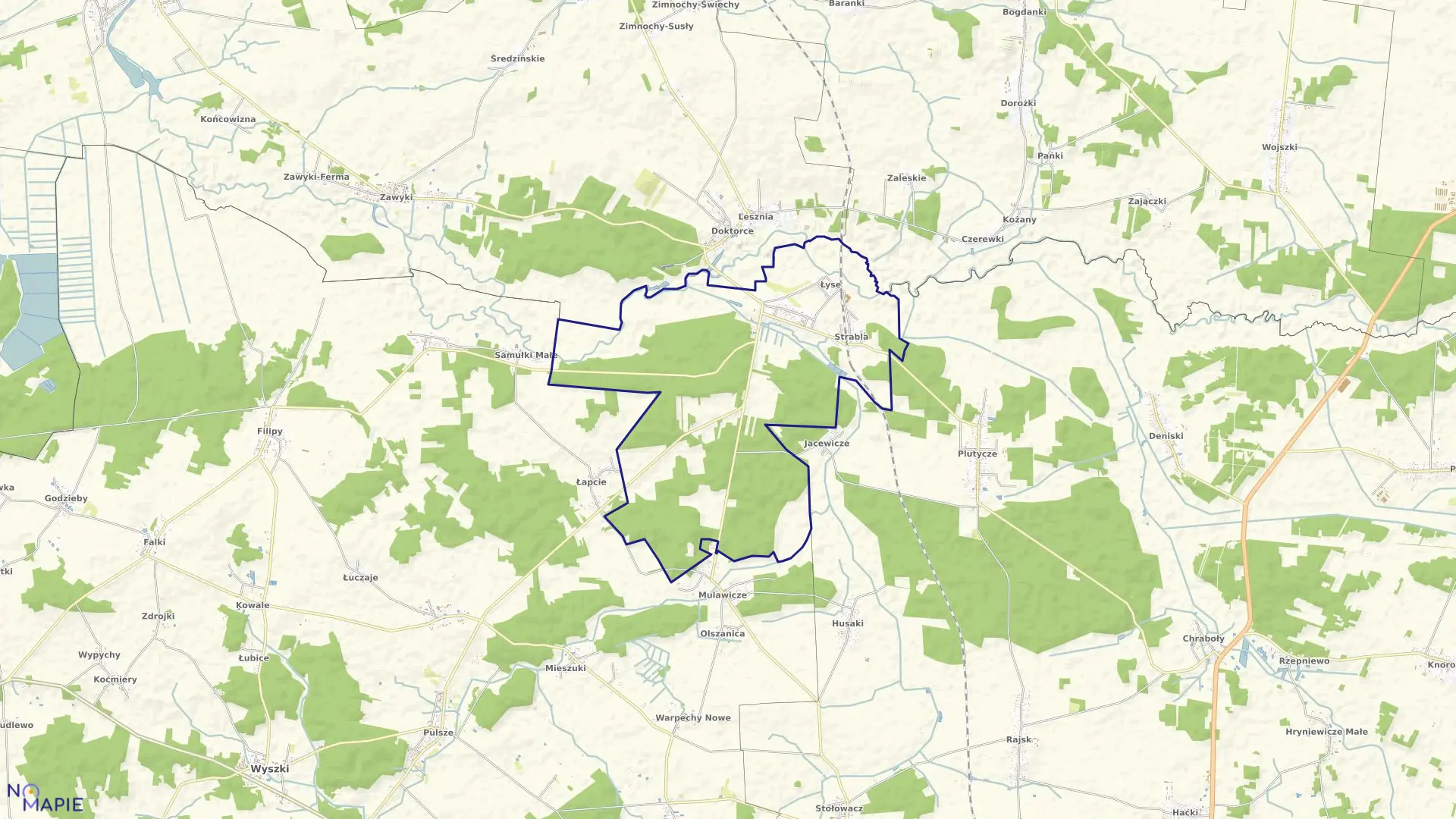 Mapa obrębu STRABLA-ŁYSE w gminie Wyszki